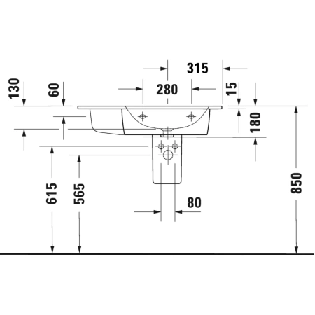 Раковина 83x49 см Duravit ME by Starck 2346830000