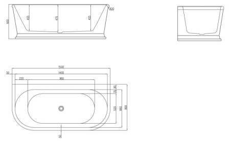 Акриловая ванна BelBagno 150x80 BB408-1500-800