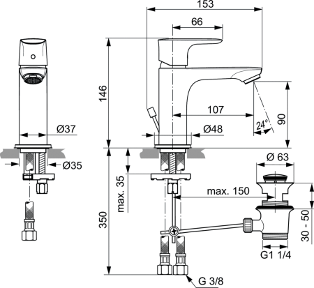 Смеситель для раковины Ideal Standard Connect Air A7007AA