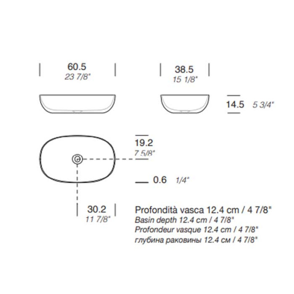 Раковина Milldue Den E60 60,5 8899*0 Bianco lucido