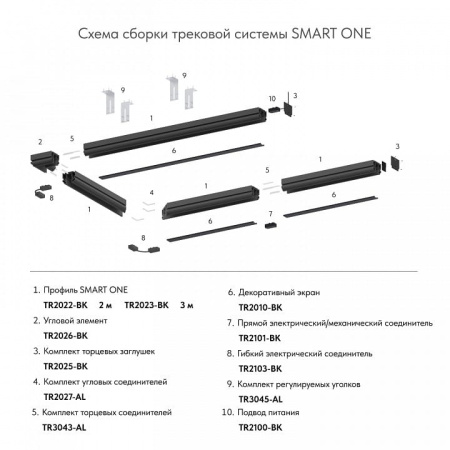 Трек встраиваемый Denkirs SMART ONE TR2023-BK