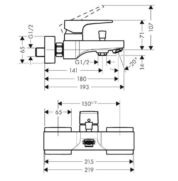 Смеситель для ванны hansgrohe Metropol 32540700 матовый белый