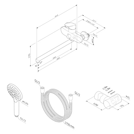 Смеситель для ванны и душа AM.PM Like F8095000 хром