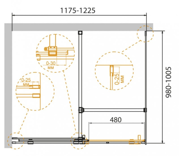 Душевой уголок Cezares Stream STREAM-AH-1-120/100-C-Cr