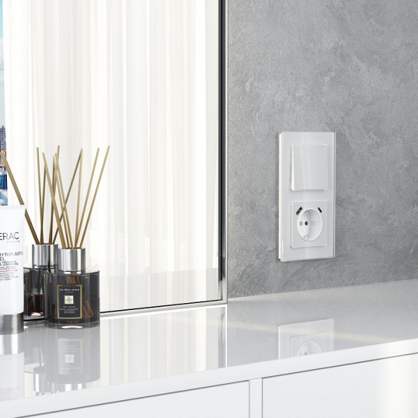 Выключатель одноклавишный без рамки Werkel белый акрил W1110041