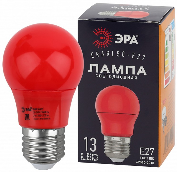 Лампа светодиодная Эра  E27 3Вт 3000K ERARL50-E27