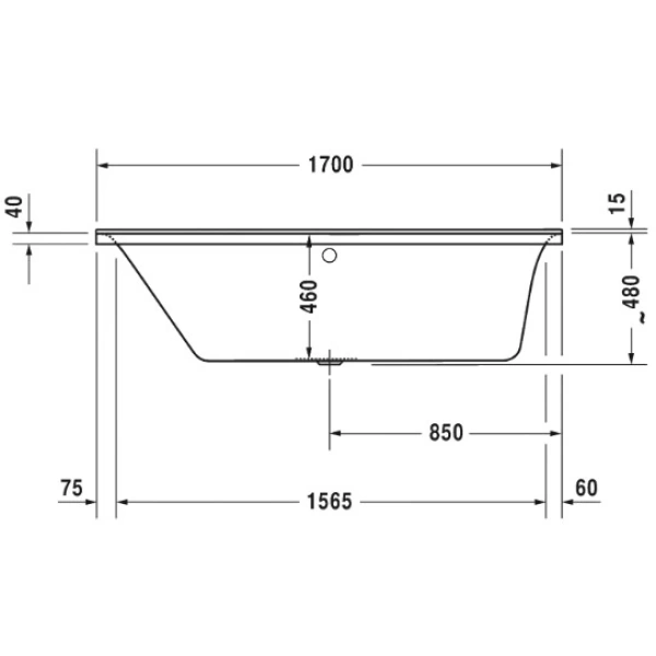 Акриловая ванна 170x75 см L Duravit P3 Comforts 700375000000000