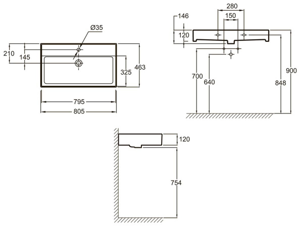 Раковина Jacob Delafon Vivienne 80 EXBI112-NGM черная матовая