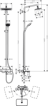 Душевая стойка hansgrohe Croma E 27687000