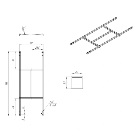 Каркас для ванны 170x70 Eurolux Sibaris E5017070099