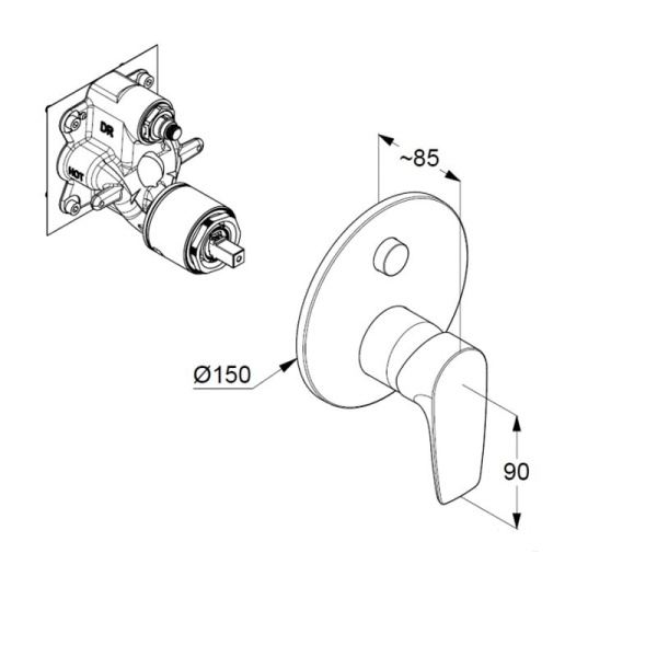 Смеситель для ванны и душа Kludi Pure&Solid 347590575