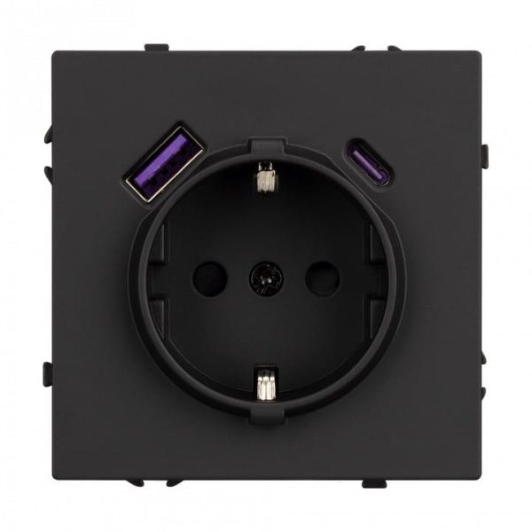 Розетка с заземлением и со шторкой и 2хUSB type A и C, без рамки Arlight NOBE 054285(1)