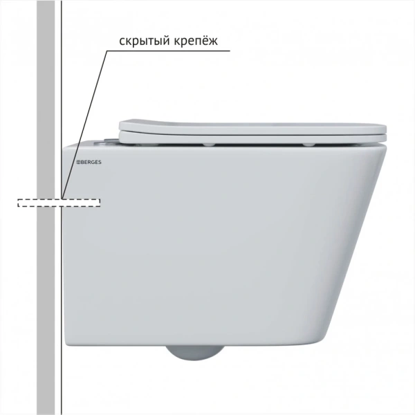 Унитаз подвесной Berges Floe S 082134 безободковый, с сиденьем микролифт, белый