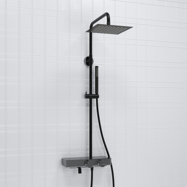 Душевая стойка WasserKRAFT A114.255.217.CB Thermo черный матовый/хром