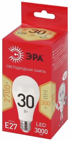 Лампа светодиодная Эра  E27 30Вт 2700K LED A70-30W-827-E27 R
