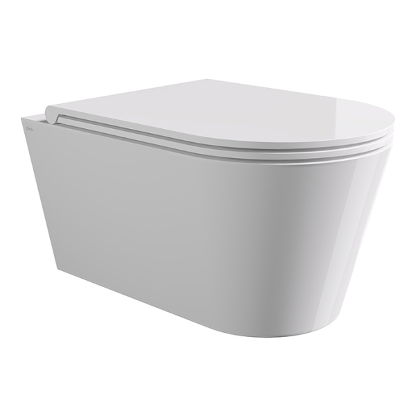 Подвесной унитаз с крышкой и сиденьем Alice Hide Round 31170101SET белый глянцевый