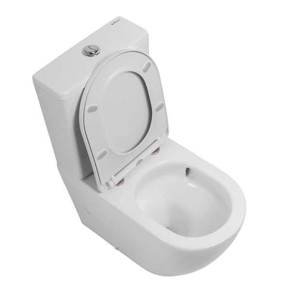 Унитаз-компакт безободковый со смывом TORNADO BelBagno SFERA-TOR BB2141CP-TOR с сиденьем BB2031SC