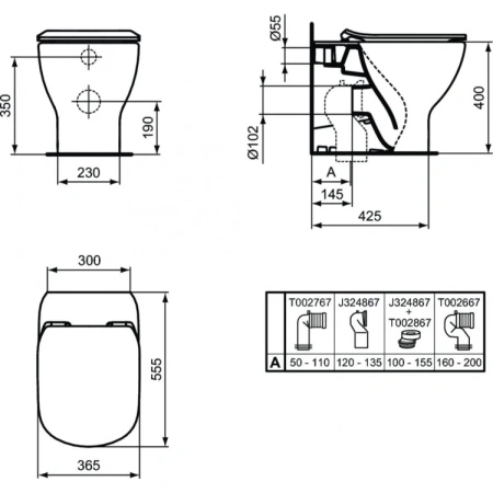 Приставной унитаз Ideal Standard Tesi T0077V3