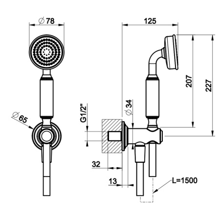 Душевой комплект Gessi Venti 20 65123#720 никель