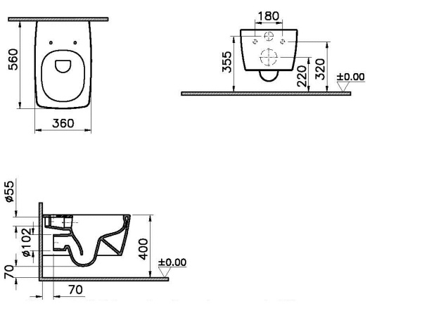 Подвесной унитаз Vitra Metropole 7672B083-0101