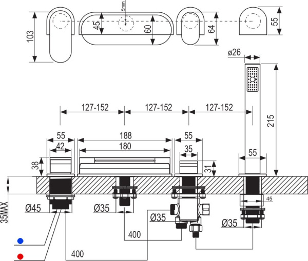 Смеситель для ванны Ravak Chrome CR 025.00 X070073