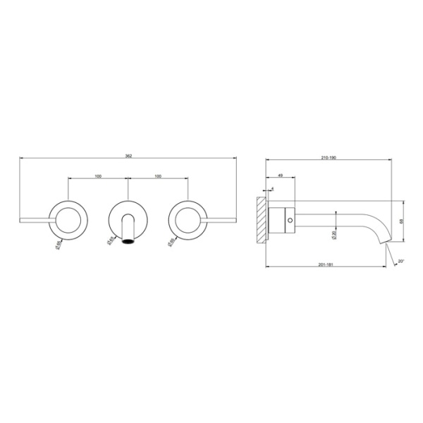 Смеситель для раковины Gessi 316 54094#299 черный матовый