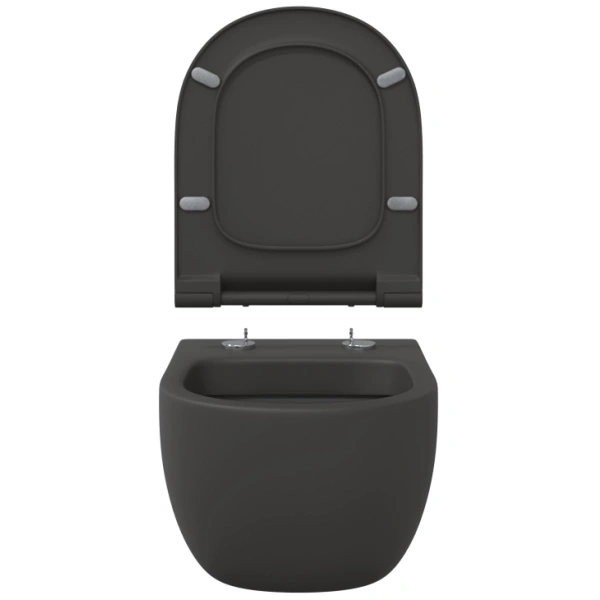 Унитаз подвесной Berges Ego XL 083218 безободковый, с сиденьем микролифт, антрацит матовый