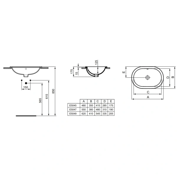 Раковина 62x41 см Ideal Standard Connect E504901