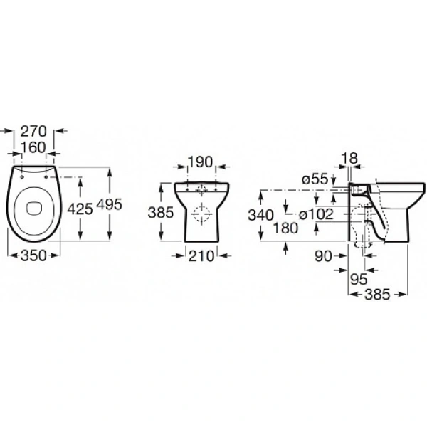 Приставной унитаз Roca Victoria 347396000