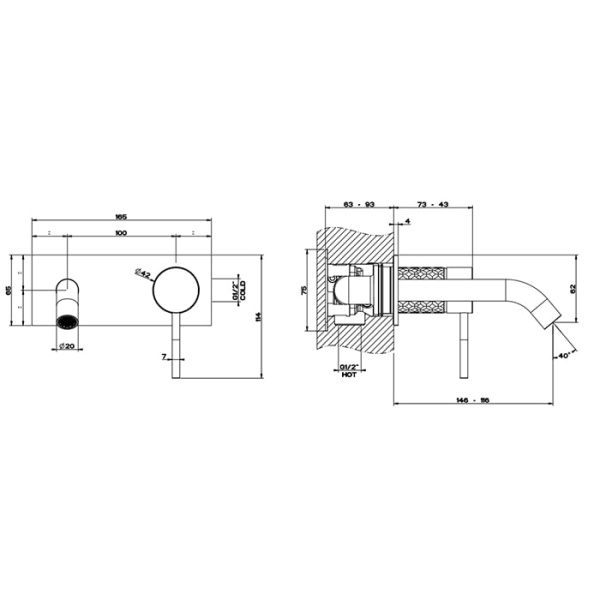 Смеситель для раковины Gessi 316 54188#707 черный матовый