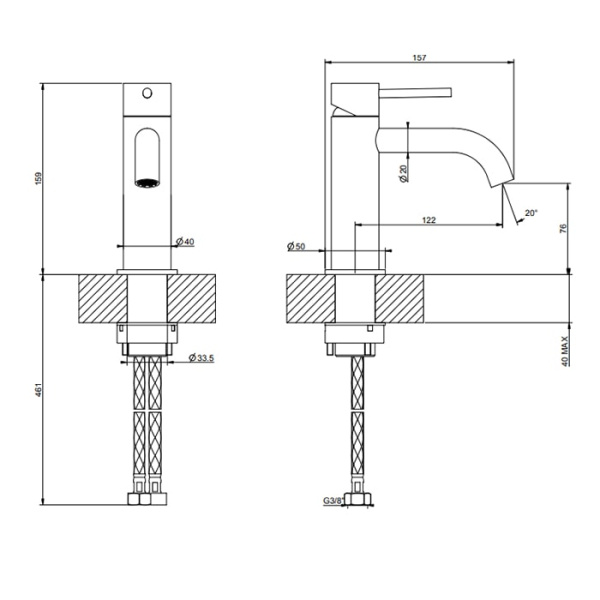 Смеситель для раковины Gessi 316 54002#707 черный матовый