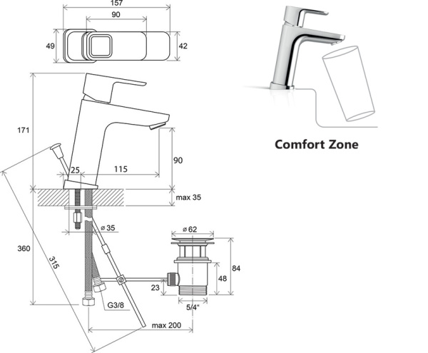 Смеситель для раковины Ravak TD 013.00 X070061
