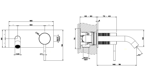 Смеситель для раковины Gessi 316 54388#239 нержавейка