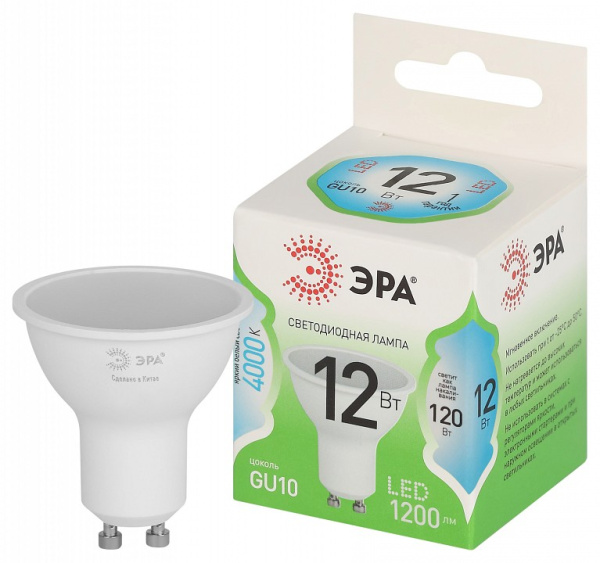 Лампа светодиодная Эра Green Line GU10 12Вт 4000K LED MR16-12W-840-GU10 GL