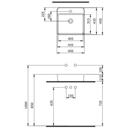 Раковина 45x45 см Berges Ego SL 182014