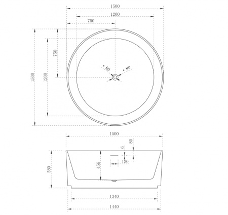 Акриловая ванна Abber 150x150 AB9442