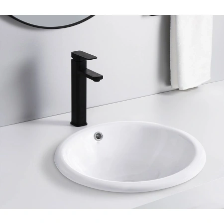 Раковина CeramaLux 1203 50x42 см, встраиваемая сверху, белый