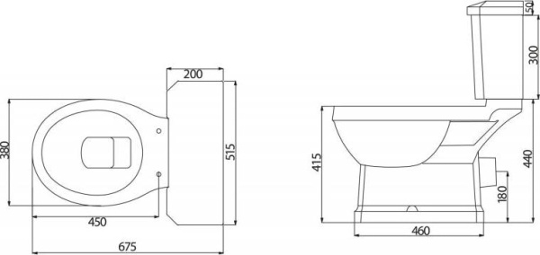 Чаша для унитаза-компакта BelBagno Trevi BB135CP