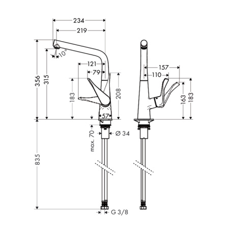 Смеситель для кухни Hansgrohe Metris 14823000