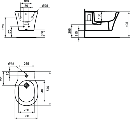 Биде подвесное Ideal Standard Connect Air E026601