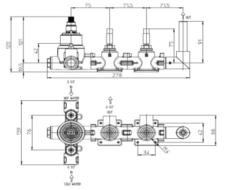 Скрытая часть смесителя для душа Bossini Apice Z00135000