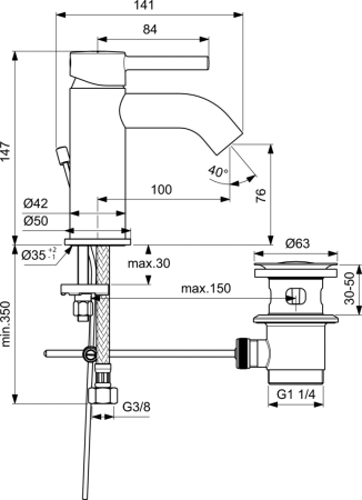 Смеситель для раковины Ideal Standard Kolva BC666U4