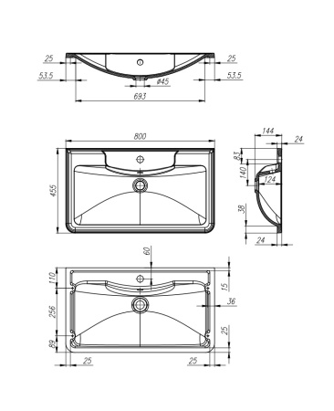 Раковина BelBagno BB800/455-LV-ART-ALR-NERO чёрная