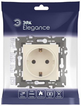 Розетка с заземлением, без рамки Эра Эра Elegance 14-2101-02