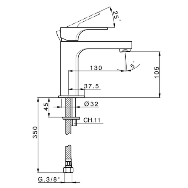 Смеситель для раковины Cisal Cubic CU00050021