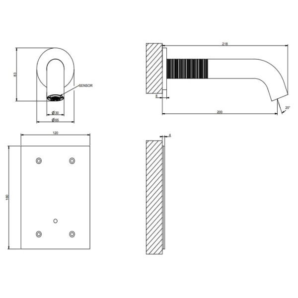 Смеситель для раковины Gessi 316 54315#239 матовая сталь