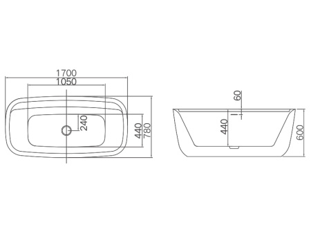 Акриловая ванна Hatria 170x80 Y8AH25
