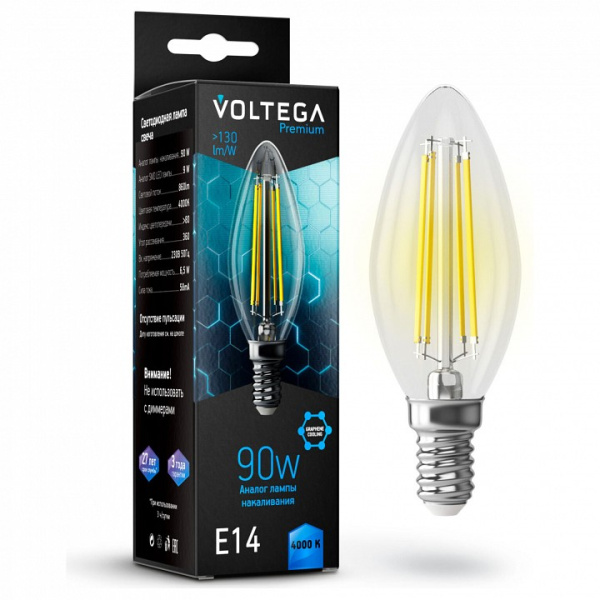 Лампа светодиодная Voltega Candle 9W Graphene E14 7Вт 4000K 7135