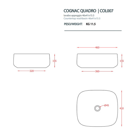 Раковина Artceram Cognac COL007 13 00