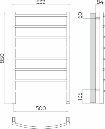 Классик П8 500х850 электро Полотенцесушитель TERMINUS